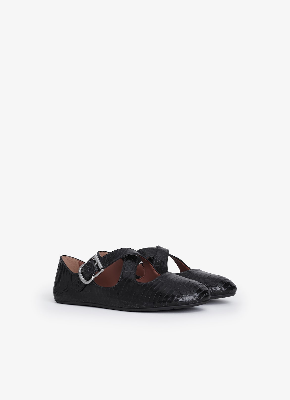 CRISS CROSS BALLET FLATS IN ELAPHE ALAÏA BLACK CRISS CROSS BALLET FLATS IN ELAPHE